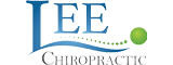 Lee Chiropractic logo featuring stylized blue text and a green circular graphic