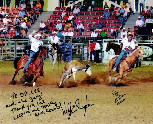 Action scene at a rodeo arena
